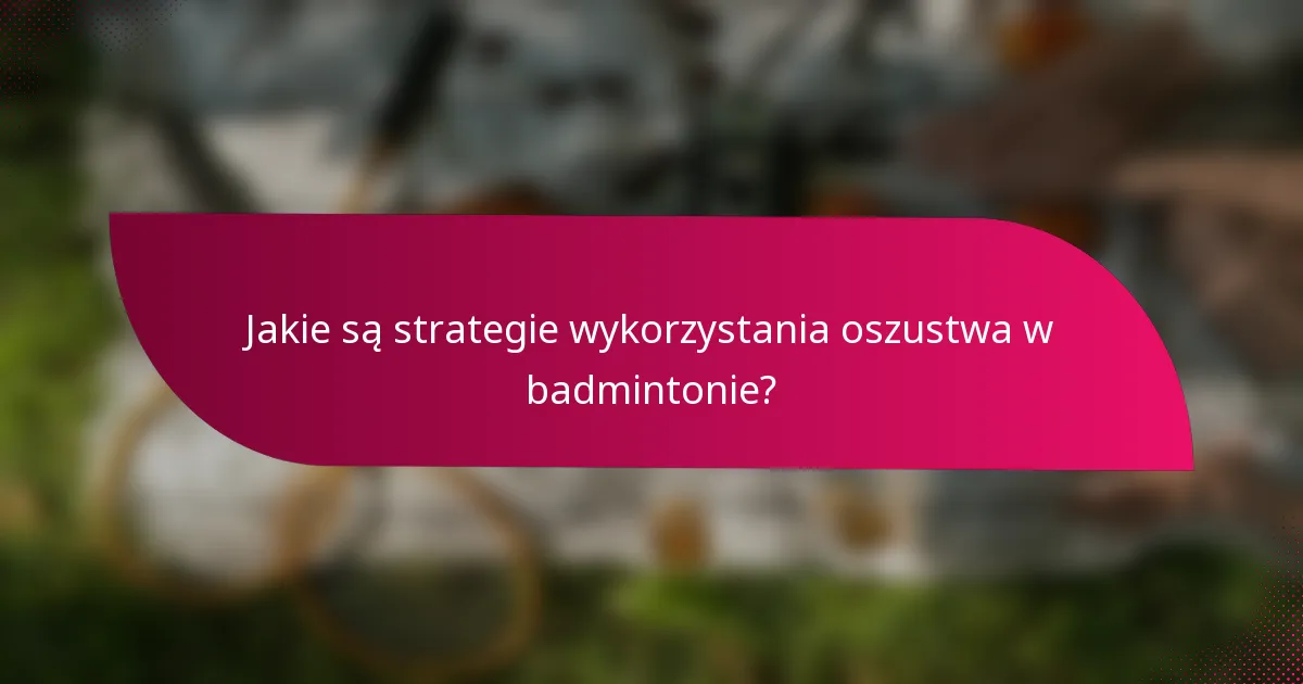 Jakie są strategie wykorzystania oszustwa w badmintonie?